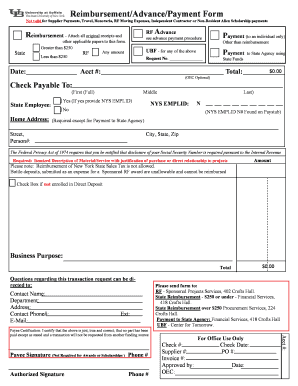 Reimbursement/Advance/Payment Form