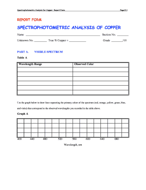 Spectrophotometric Analysis for Copper Report Form