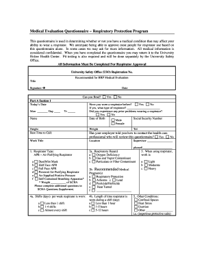 Medical Evaluation Questionnaire – Respiratory Protection Program
