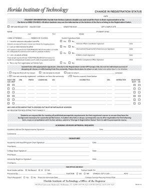 Change in Registration Status Form