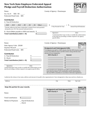 New York State Employee Federated Appeal Pledge and Payroll Deduction Authorization
