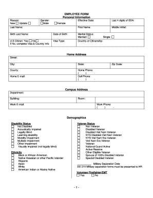 Employee Personal Information Form