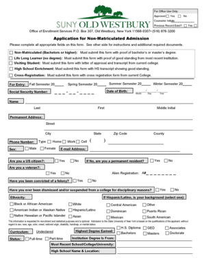 Application for Non-Matriculated Admission