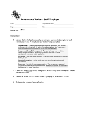 Staff Employee Performance Review Form