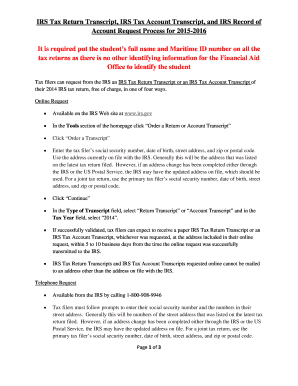 IRS Tax Return Transcript Request