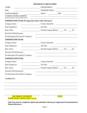 Reference Check Form