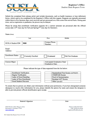 Student Data Request Form