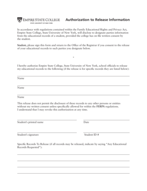 Authorization to Release Educational Records