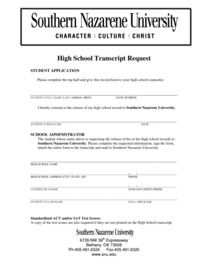 High School Transcript Request Form