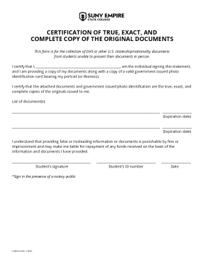 SUNY Empire State College Document Certification
