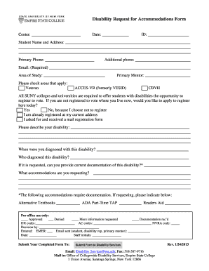 Disability Request for Accommodations Form