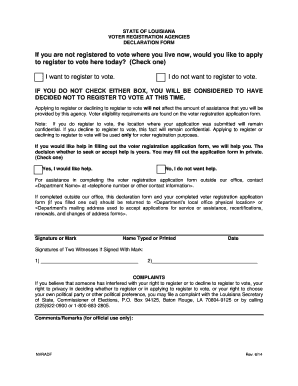 Louisiana Voter Registration Declaration Form