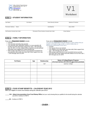 Spelman College Financial Aid Worksheet
