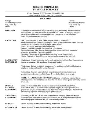 Resume Template for Physical Sciences