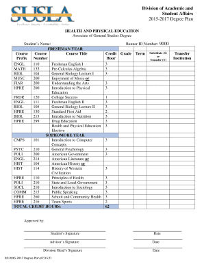 Health and Physical Education Degree Plan
