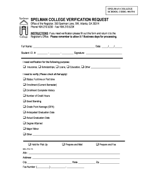 Spelman College Verification Request