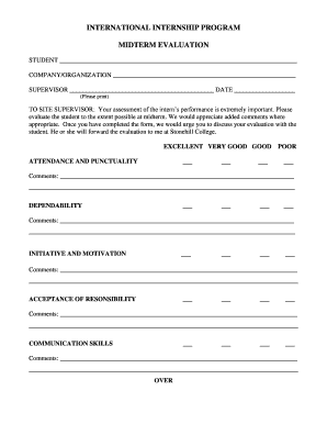 International Internship Program Midterm Evaluation