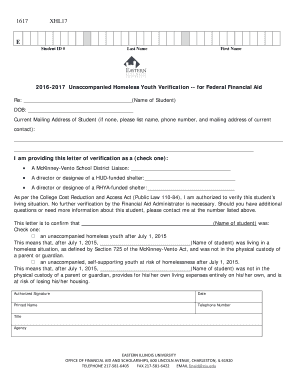 Unaccompanied Homeless Youth Verification Form