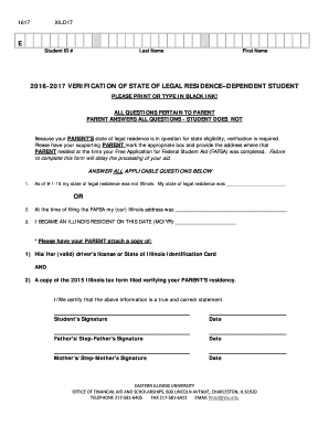 Illinois Student Residency Verification Form