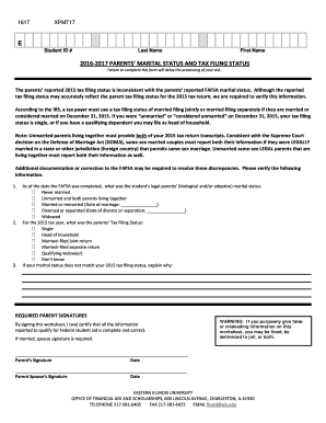 2016-2017 Parents' Marital Status and Tax Filing Status Form