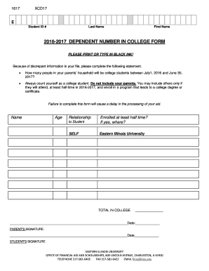 Dependent Number in College Form
