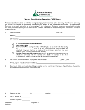 Worker Classification Evaluation Form