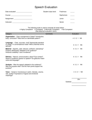 Speech Evaluation Form