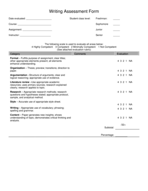 Writing Assessment Form