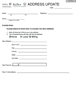 Address Update Form