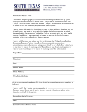 Performance Release Form
