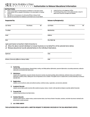 Authorization to Release Educational Information