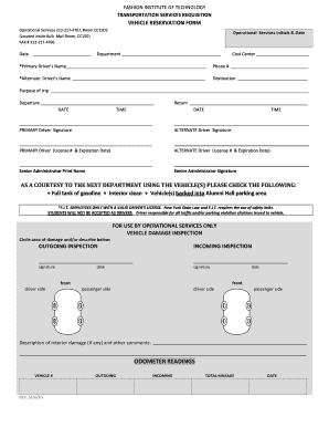 FIT Vehicle Reservation Form