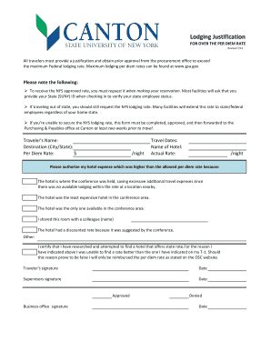 Lodging Justification Form