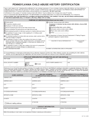 Pennsylvania Child Abuse History Certification