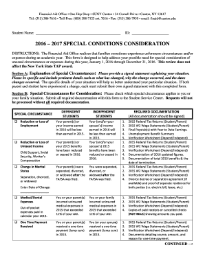 2016-2017 Special Conditions Consideration Form