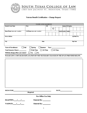 Veteran Benefit Certification Change Request