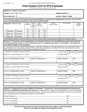Direct Deposit Form for NYS Employees