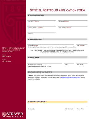 Strayer University Portfolio Application Form