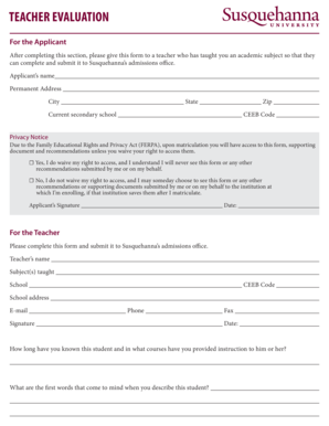 Teacher Evaluation Form