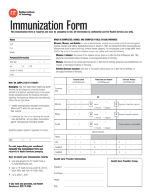 Spring 2015 Immunization Form