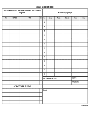 Course Selection Form