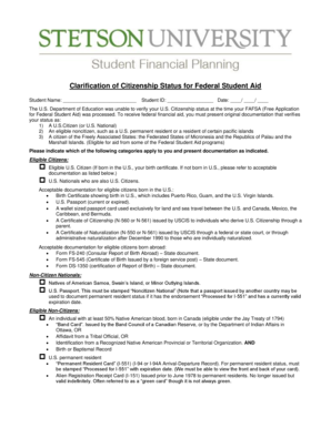 Clarification of Citizenship Status for Federal Student Aid