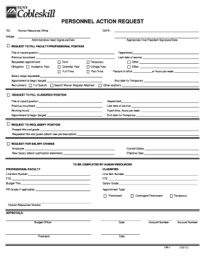 Personnel Action Request Form