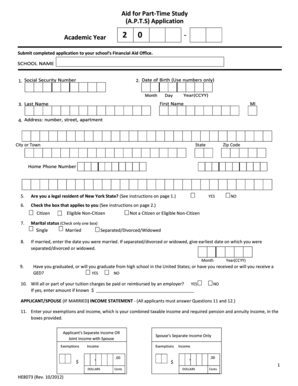 Aid for Part-Time Study Application