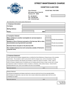 Street Maintenance Charge Exemption Claim Form