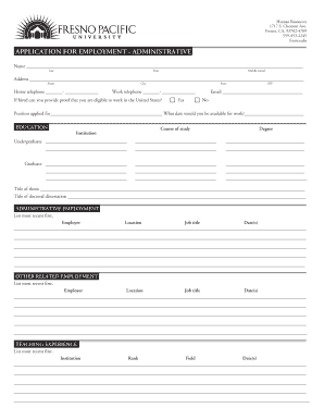 Application for Employment - Administrative