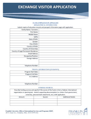 Exchange Visitor Application