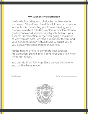 Success Proclamation Form