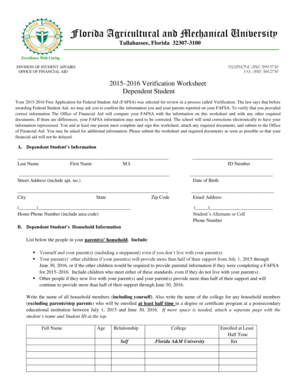 2015-2016 Verification Worksheet