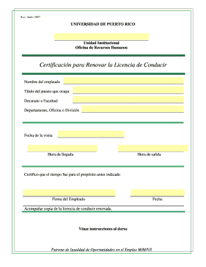 Certificación para Renovar la Licencia de Conducir